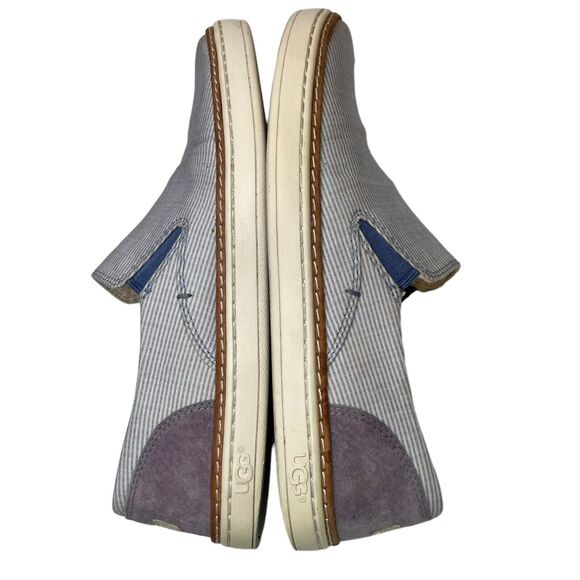 Ugg Australia Adley Boat Shoes Slip On Sneaker Women Blue Stripe Canvas Size 6.5 - Picture 4 of 11